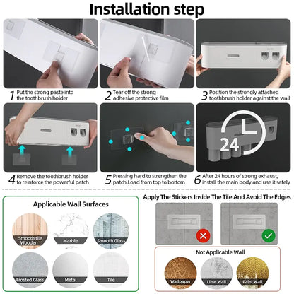 Bathroom Wall Organizer for Toothbrush and Accessories